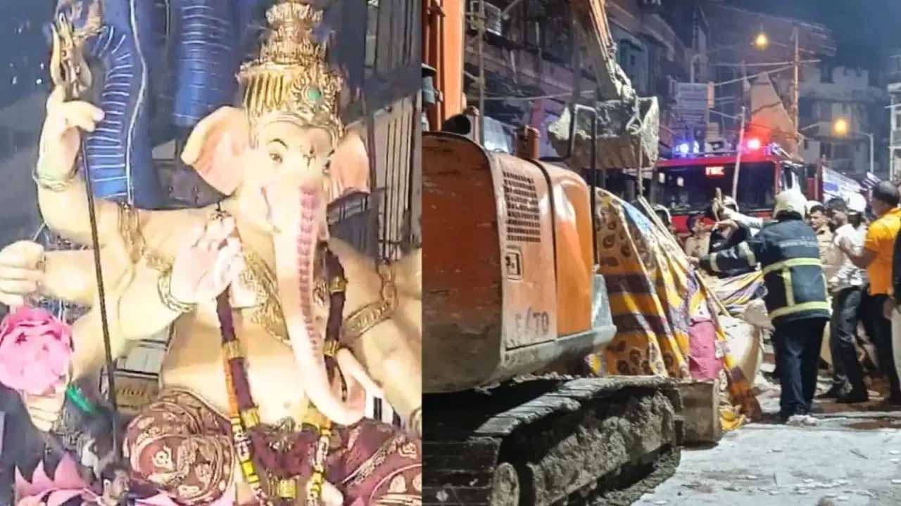 મુંબઈમાં ગણેશ આગમન દરમિયાન મોટી દુર્ઘટના: 'ભુલેશ્વર ચા રાજા' ની વિરાટ પ્રતિમા પડતાં 2 ના મોત, 5 ઈજાગ્રસ્ત
